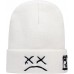 Lil Peep Beanie Hat for Men Women with Sad Face Cuffed Plain Skull Knit Cap, White, White, One Size